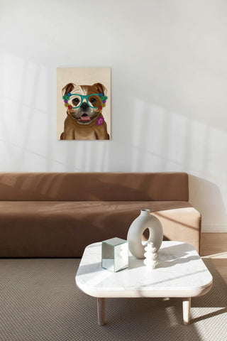 English Bulldog and Flower Glasses