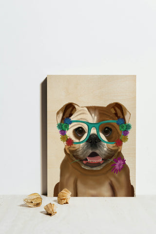 English Bulldog and Flower Glasses