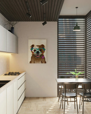 English Bulldog and Flower Glasses