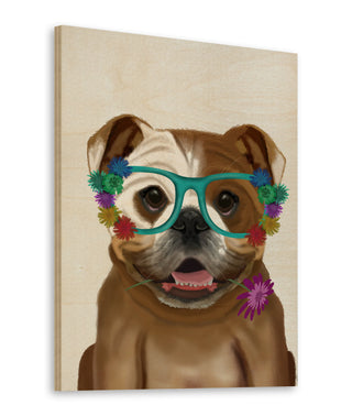 English Bulldog and Flower Glasses
