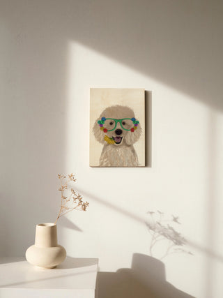 Poodle, White and Flower Glasses