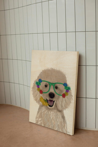 Poodle, White and Flower Glasses