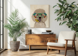 Poodle, White and Flower Glasses