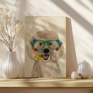 Poodle, White and Flower Glasses