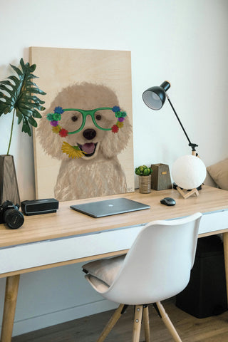 Poodle, White and Flower Glasses