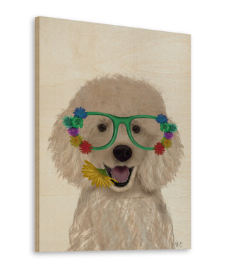Poodle, White and Flower Glasses