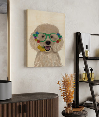 Poodle, White and Flower Glasses