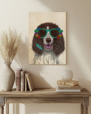 Springer Spaniel and Flower Glasses