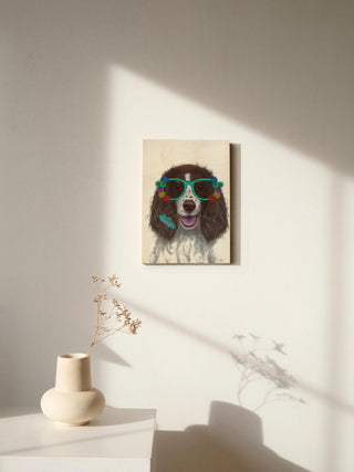 Springer Spaniel and Flower Glasses