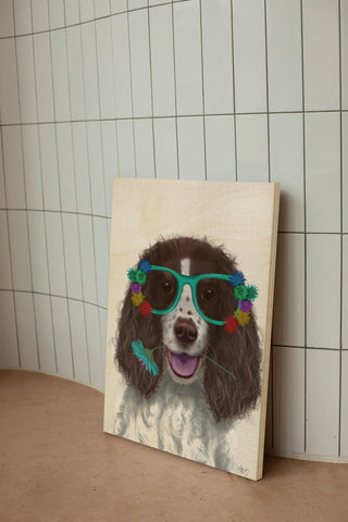 Springer Spaniel and Flower Glasses