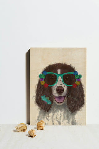 Springer Spaniel and Flower Glasses
