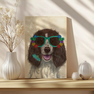 Springer Spaniel and Flower Glasses