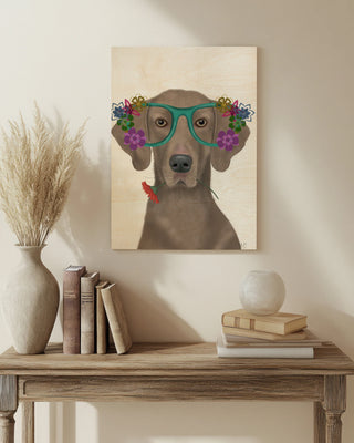 Weimaraner  and Flower Glasses