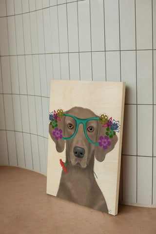 Weimaraner  and Flower Glasses