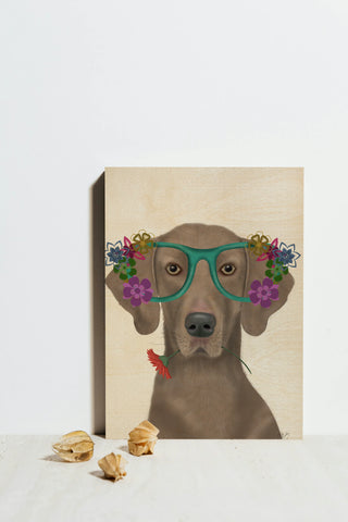 Weimaraner  and Flower Glasses