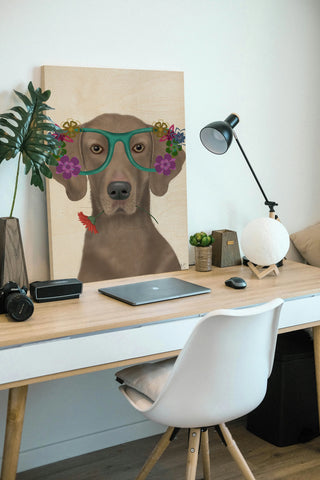 Weimaraner  and Flower Glasses