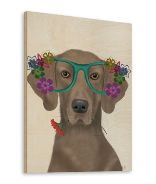 Weimaraner  and Flower Glasses