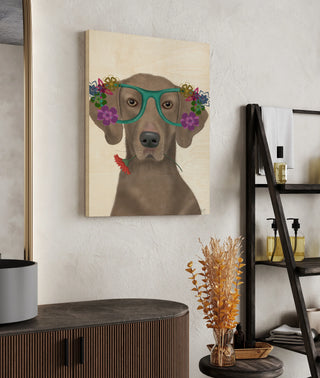 Weimaraner  and Flower Glasses