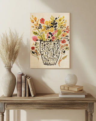 Inked Yellow Flowers in Vase