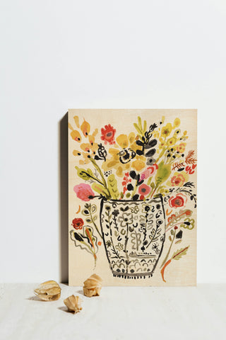 Inked Yellow Flowers in Vase