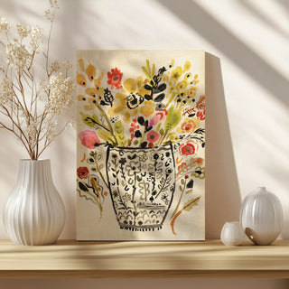 Inked Yellow Flowers in Vase