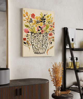 Inked Yellow Flowers in Vase