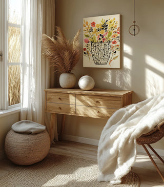 Inked Yellow Flowers in Vase