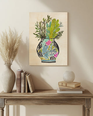 Painted Vase With Cactus