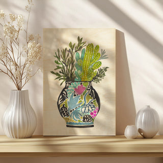 Painted Vase With Cactus