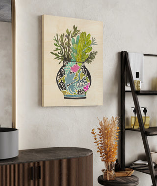 Painted Vase With Cactus