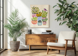 Cactus and Pink Bird