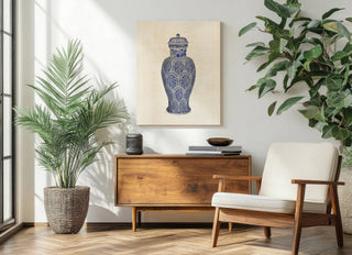 Tall Floral Jar in Blue