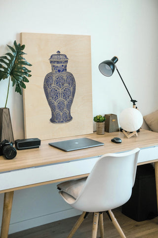 Tall Floral Jar in Blue