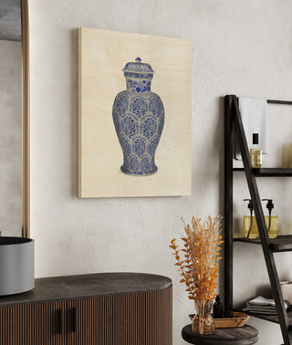 Tall Floral Jar in Blue
