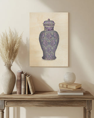 Tall Floral Jar in Blue and Pink