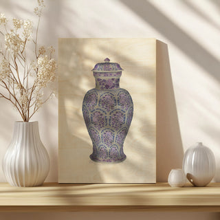 Tall Floral Jar in Blue and Pink
