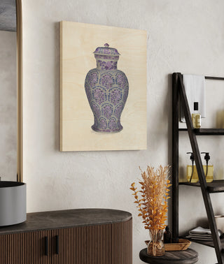 Tall Floral Jar in Blue and Pink