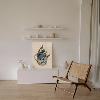 Chinoiserie Teapot, Echevaria and Bird
