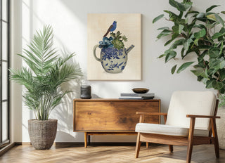 Chinoiserie Teapot, Echevaria and Bird