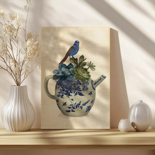 Chinoiserie Teapot, Echevaria and Bird