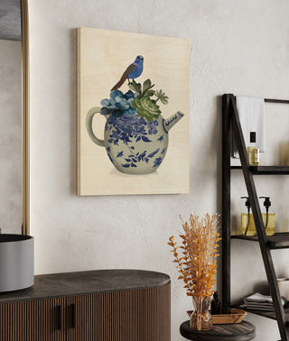 Chinoiserie Teapot, Echevaria and Bird