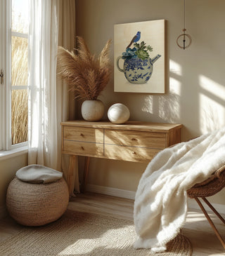 Chinoiserie Teapot, Echevaria and Bird