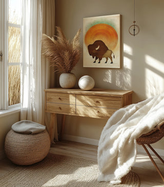 Blazing Sun Bison Print