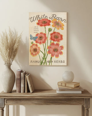 White Barn Flowers III Print