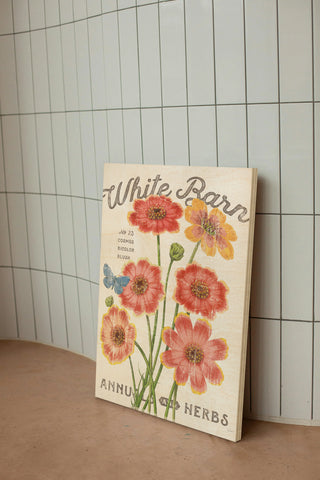 White Barn Flowers III Print