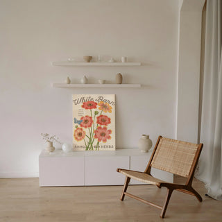 White Barn Flowers III Print