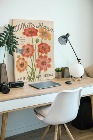 White Barn Flowers III Print