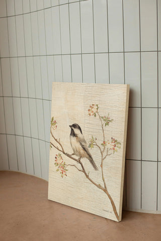 Black Capped Chickadee Vintage v2 Crop Print