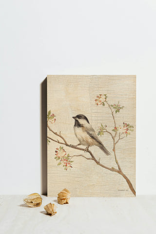 Black Capped Chickadee Vintage v2 Crop Print