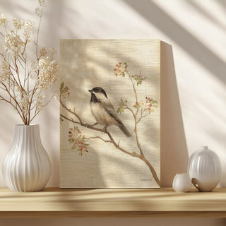 Black Capped Chickadee Vintage v2 Crop Print